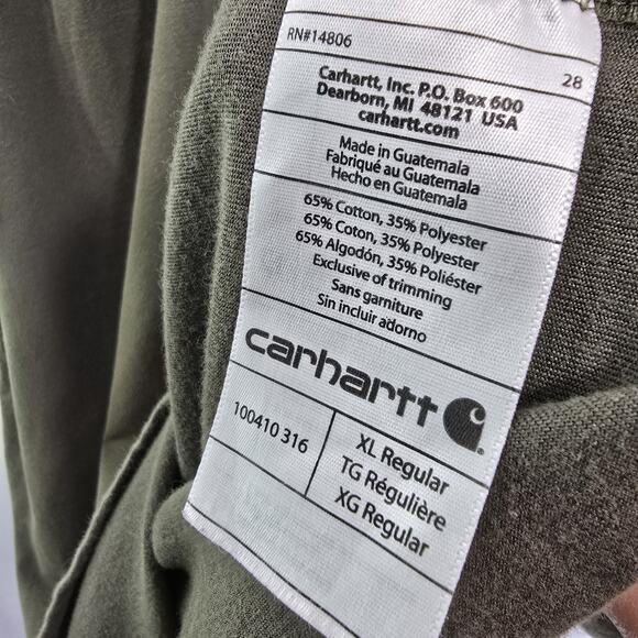 Carhartt T Shirt Mens XL Green Pocket Relaxed Fit Tee Short Raglan Force - Picture 8 of 11